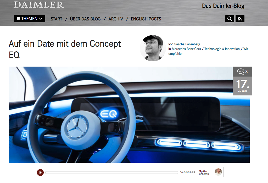 Daimler Blog Beispiel Screenshot - Content ist King – Multimedia-Reportage ist King Kong