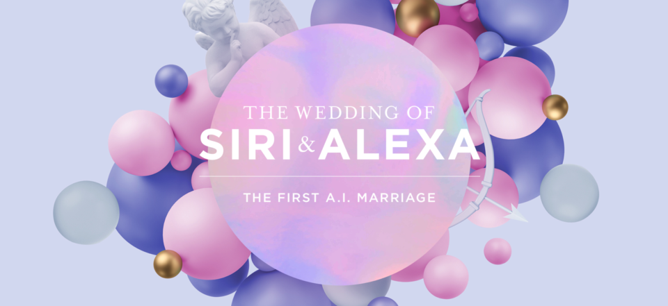 Startbild der Website zur Hochzeit von Siri und Alexa