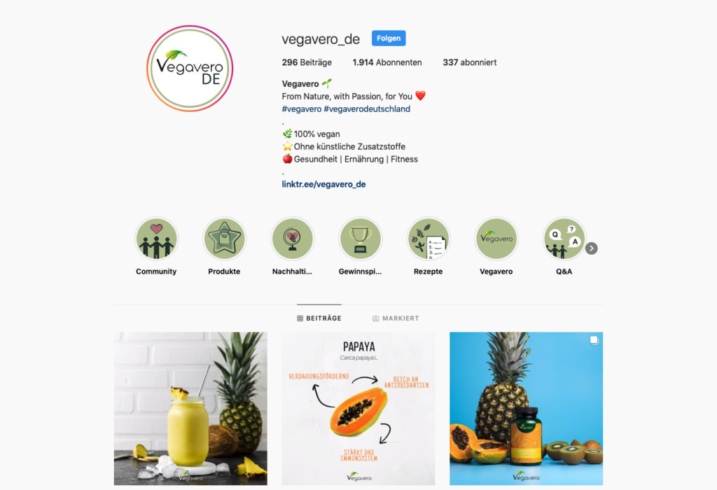 Vegavero Instagram-Account