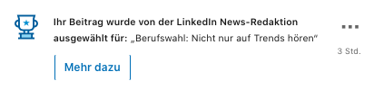 Screenshot "Empfehlung von LinkedIn-Redaktion"