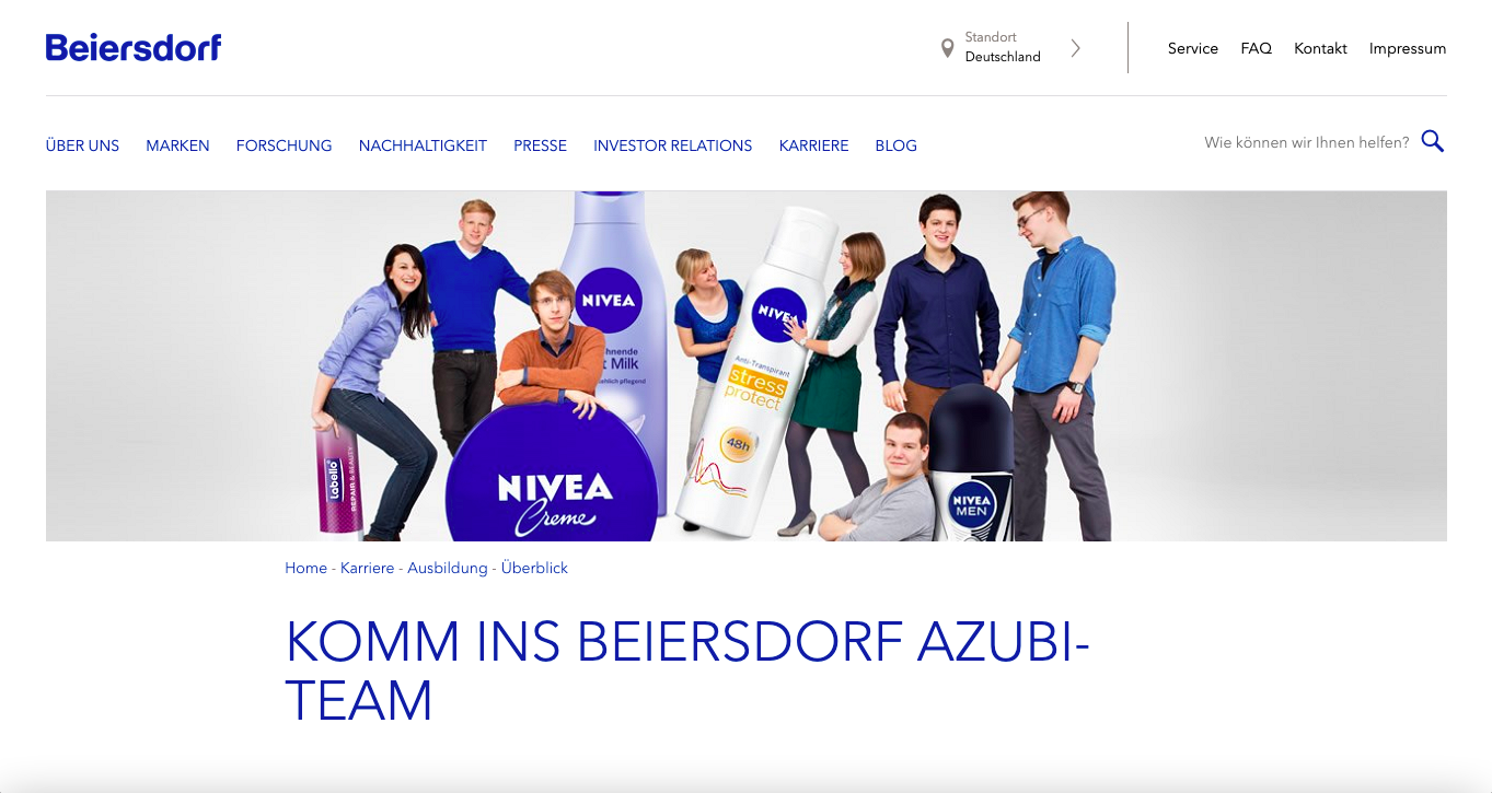 Bild von Beiersdorf Produkten und jungen Menschen 