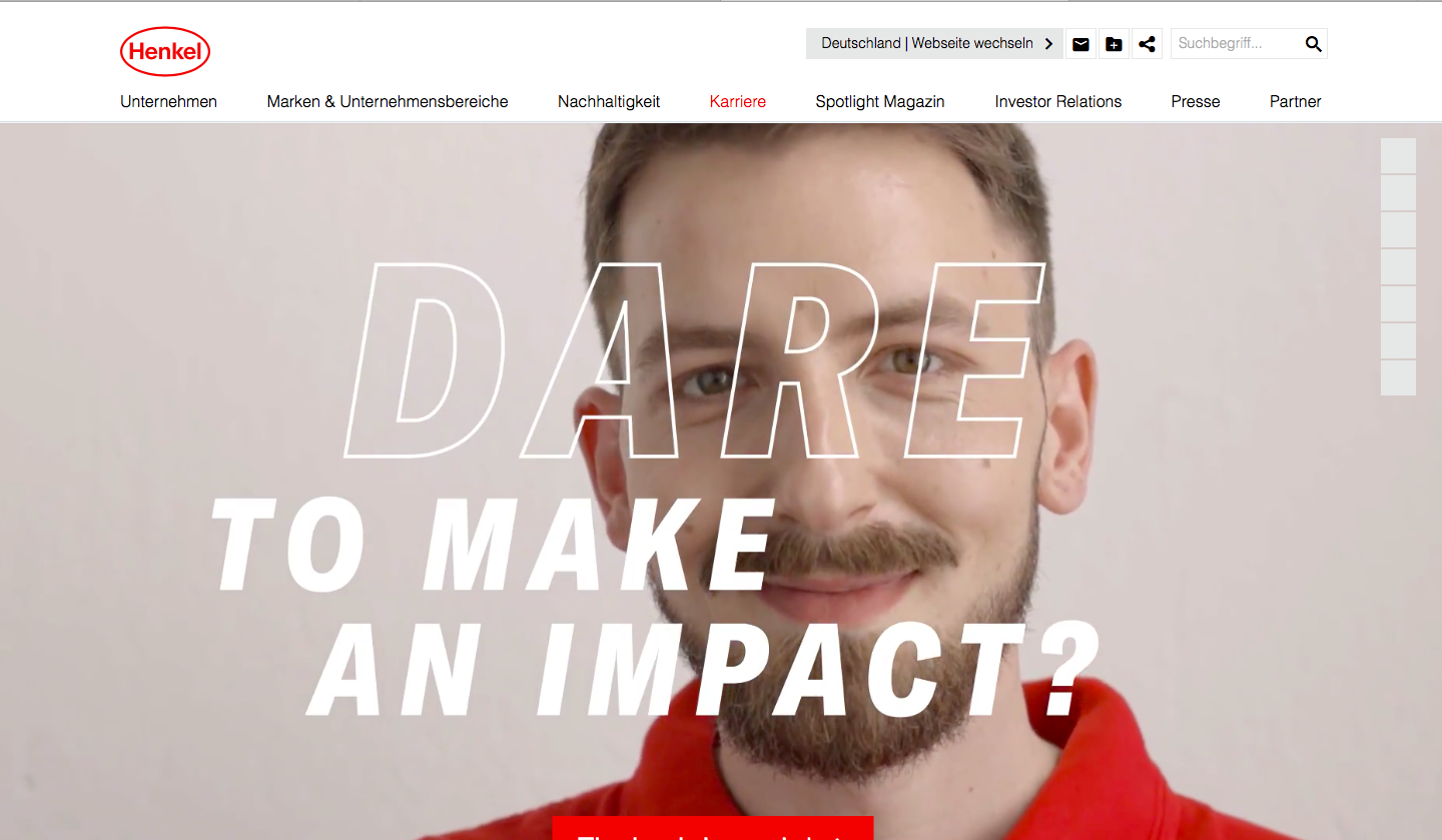 Video of a smiling employee on the Henkel careers page