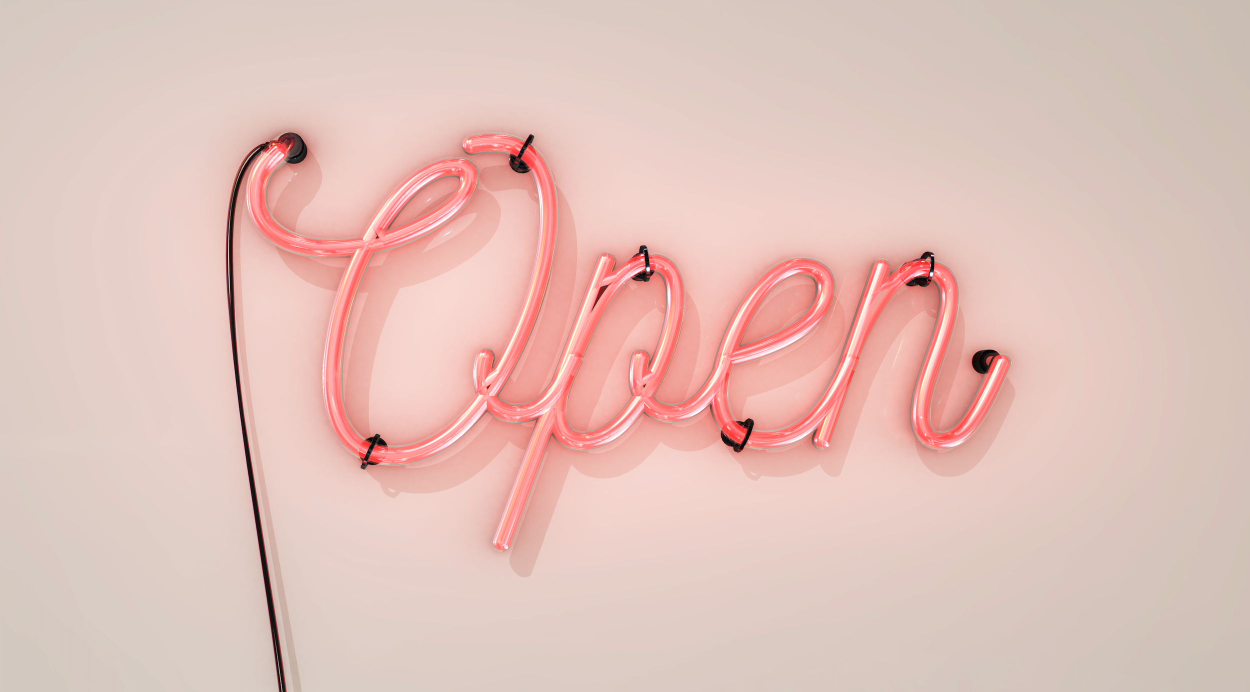 Neonschild Open repräsentiert Offenheit für Inklusion