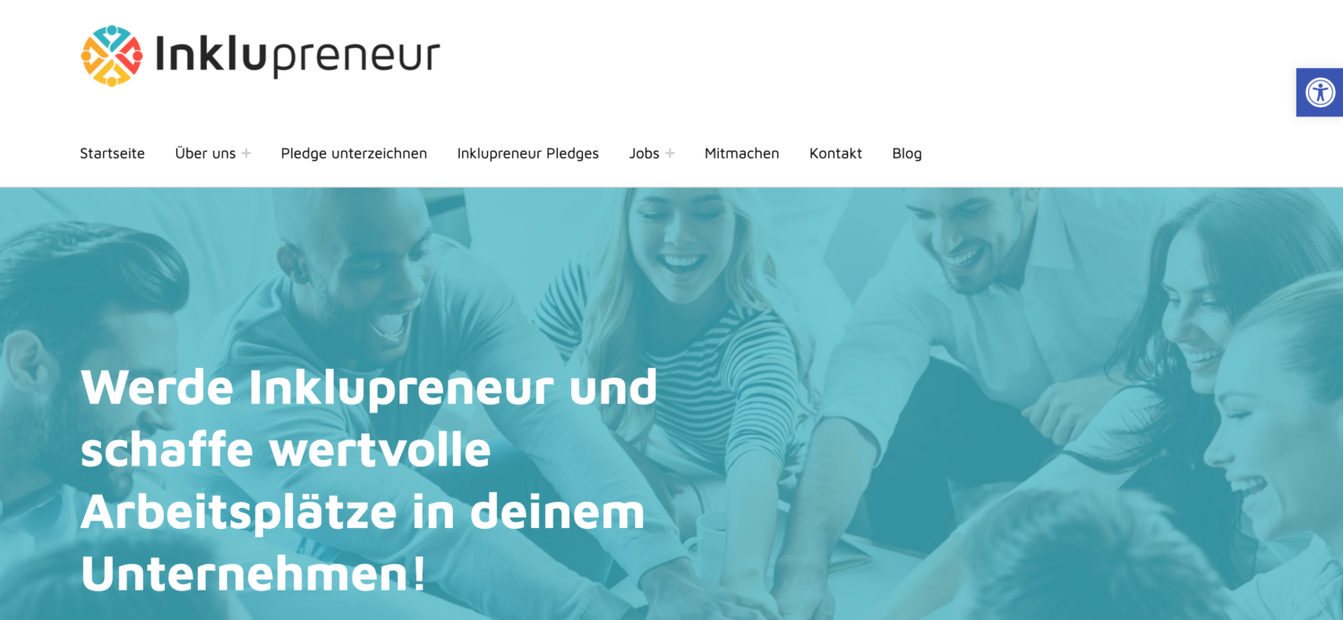 Screenshot Startseite Inklusion mit Inklupreneur