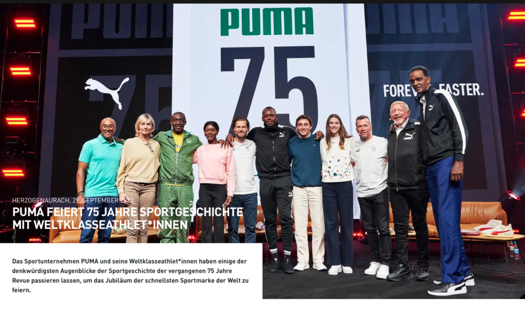 Puma celebrates its anniversary together with athletes.