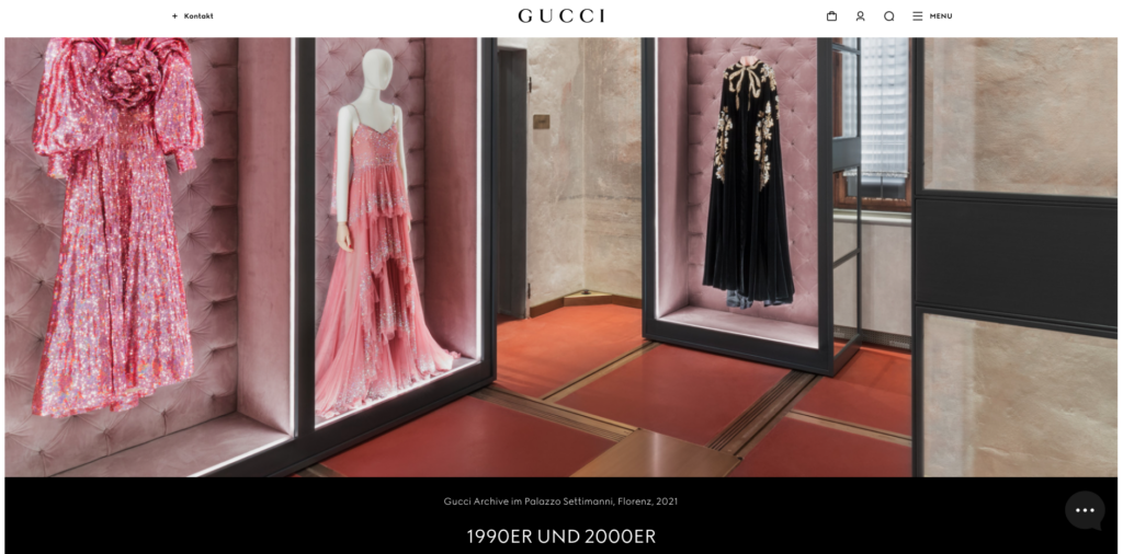 A story behind every dress: the Gucci archives in Florence. Screenshot: https://www.gucci.com/de/de/st/history-of-gucci