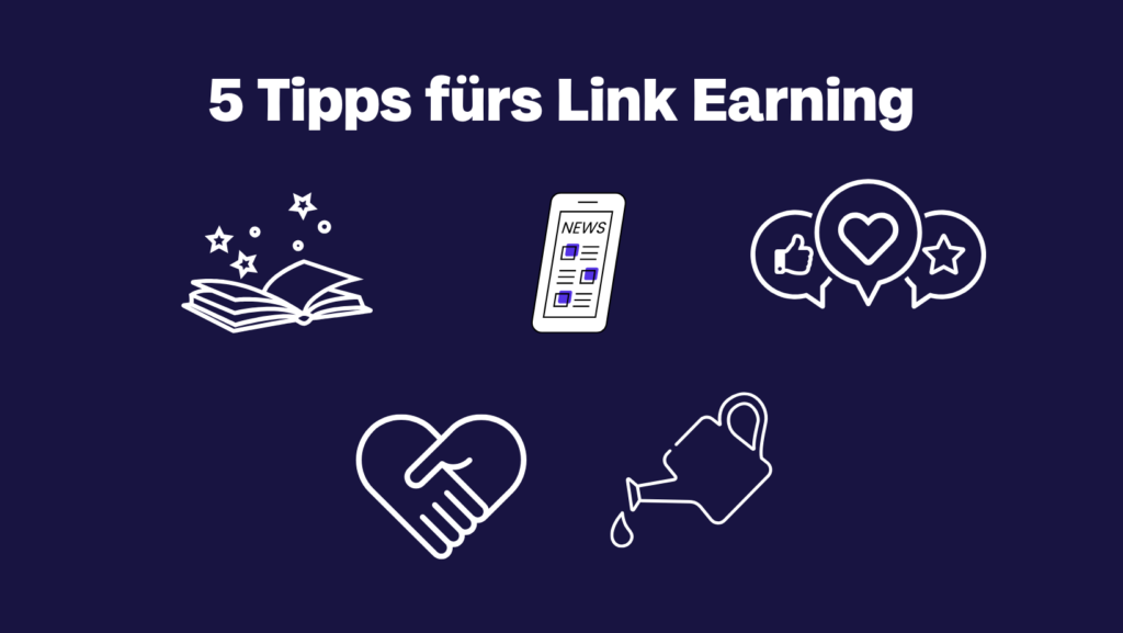 5 Icons, die für 5 Tipps fürs Link Earning stehen